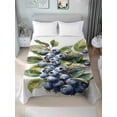 thumbnail image 2 of Twin Size Flat Sheet Only, Blueberries Soft Brushed Microfiber Bed Sheets, Farmhouse Blue Fruits Green Botanical Hotel Quality Breathable Bedding Top Sheet, Easy Care, 66"x96", 2 of 9