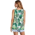 thumbnail image 2 of Jeiento Tropical Green Leaf Tank Tops for Women Summer Hawaiian Shirts Beach Vacation Outfit V Neck Pleated Tunic Tops Soft Breathable Vest Summer Clothing,XL, 2 of 7