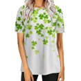 thumbnail image 2 of Pxiakgy Vente Chaude! T-Shirt Trèfle de la Saint-Patrick pour Femmes Chanceux Irlandais Manches Courtes T-Shirt Graphique Trèfle Mode Décontractée Col Rond Manches Courtes Imprimé Beige P, 2 of 6