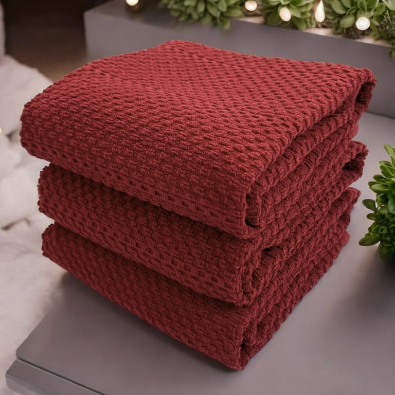 Serafina Home Maroon Dark Red Brick Red Kitchen Hand Dish Towels