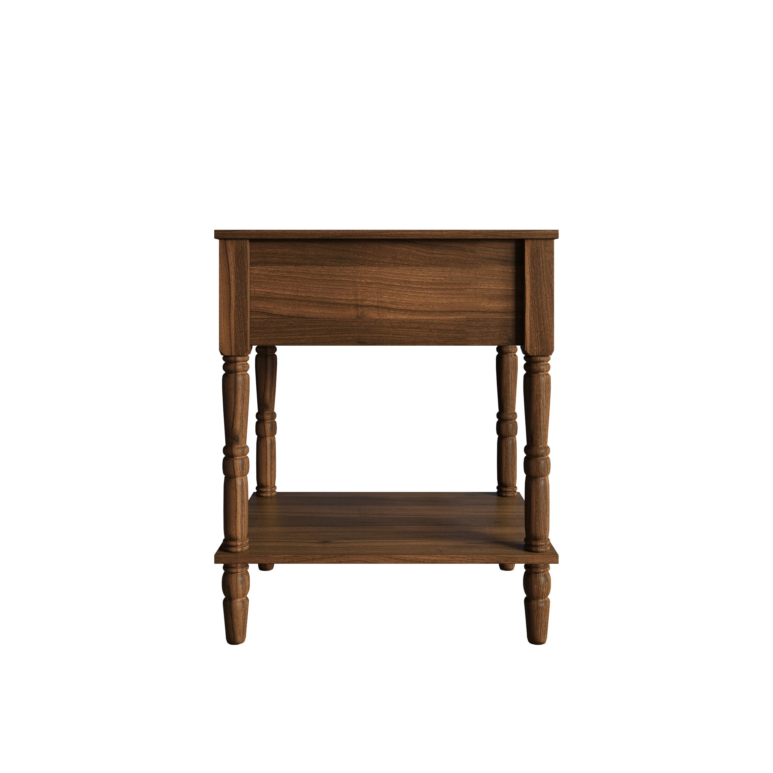 Home Design Rumford 1-Drawer Nightstand for Adult, Modern Bedside Table with Storage, Brown Finish