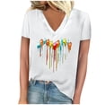 thumbnail image 1 of Birdeem T-Shirt Décontracté à Manches Courtes Col en V Imprimé Mode pour Femmes, 1 of 12