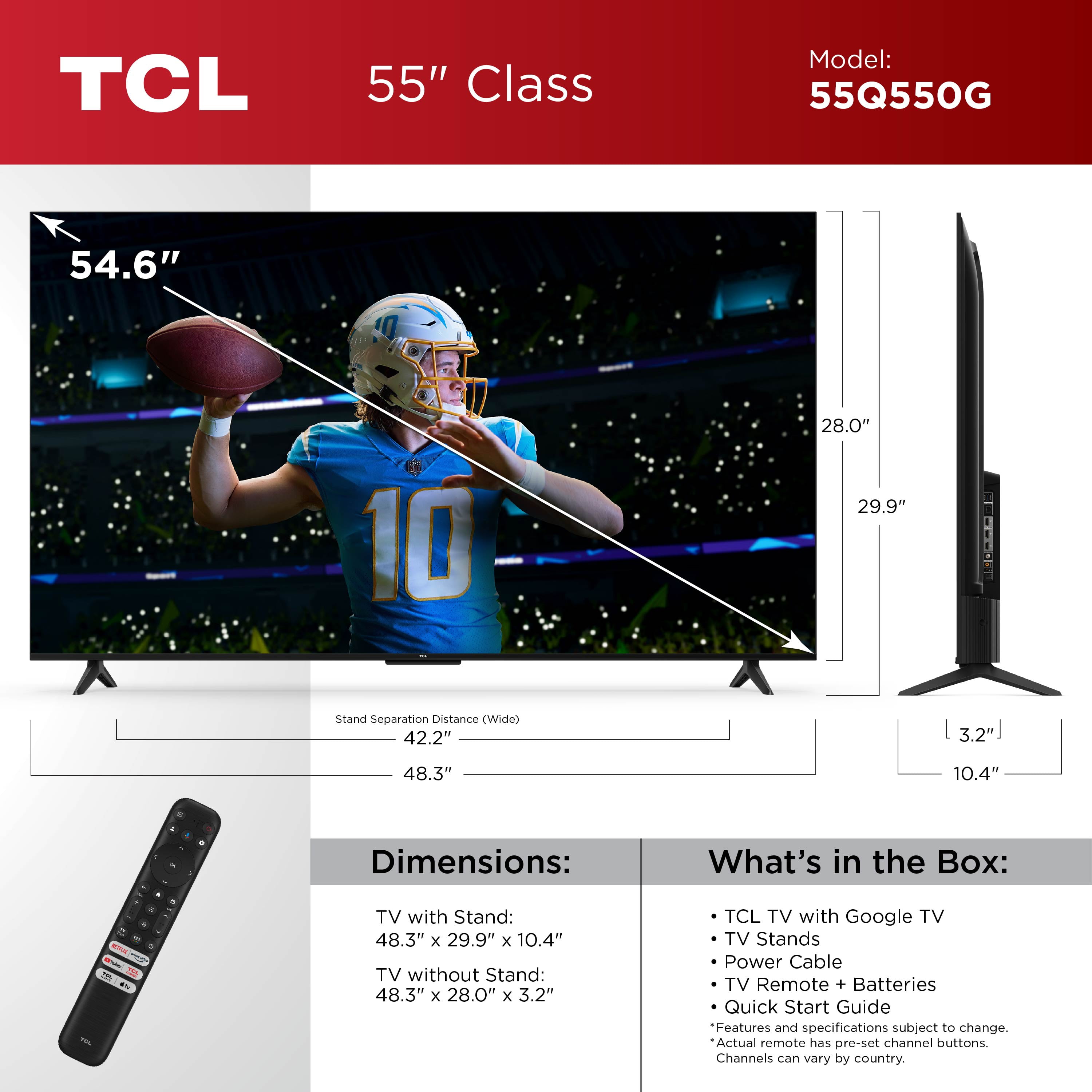 TCL 55" Q Class 4K QLED HDR Smart TV with Google TV - 55Q550G
