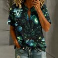 thumbnail image 2 of Bovemsi Business Casual Tops for Women Stand‑Collar V‑Neck Short‑Sleeve Loose‑Fit Printed Blouse Fashion Outfits Clothes XXL, 2 of 4
