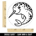 thumbnail image 2 of Cheery Spotted Narwhal Self-Inking Rubber Stamp Ink Stamper - Fuchsia Ink - Small 3/4 Inch, 2 of 7