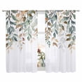 thumbnail image 2 of Green Brown Botanical Semi Sheer Window Curtains 72 Inches Long, Farmhouse Eucalyptus Leaves Rod Pocket Voile Silky Chiffon Curtain Light Filtering Drapes for Living Room, Kitchen, 52"x72", 2 Panels, 2 of 9