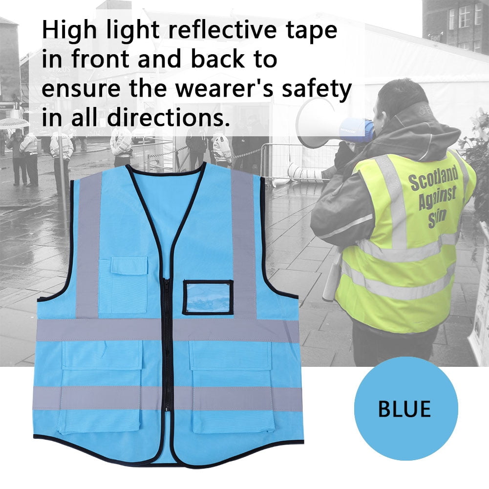 Multicolor Reflective Vest Safety Security Waistcoat (Blue