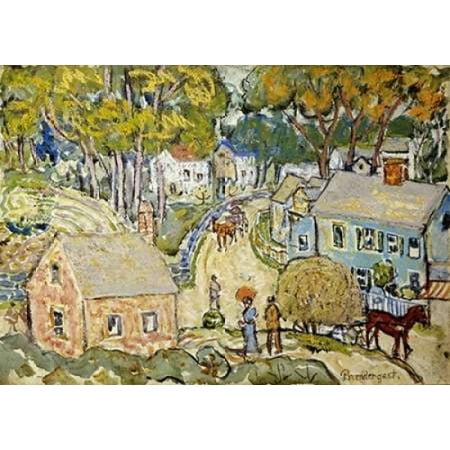 A New England Village Canvas Art - Maurice Brazil Prendergast (20 x 28)
