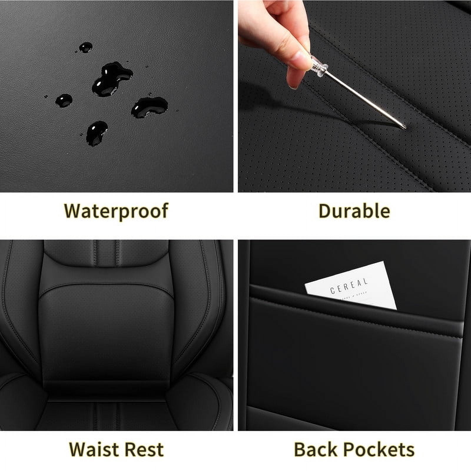 Car Seat Covers Full Set for Nissan Kicks 2018-2025,Breathable Faux Leather Luxury Automotive Interior Accessories with Lumbar Support Black