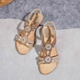 thumbnail image 2 of Agkizg Summer Women Sandals Low Heel Slide Sandals Casual Slippers Open Toe Beach Sandals Comfortable Shoes Gold, Size 7.5, 2 of 5