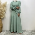 thumbnail image 4 of Elegant Dubai Swing Dress for Women Loose Fit Long Sleeve Round Neck Zipper Front Solid Color Abaya, 4 of 7