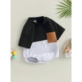 thumbnail image 5 of KelaJuan Baby Girls Boys Romper, Short Sleeve Crew Neck Contrast Color Patchwork Summer Bodysuit for Casual Daily, 5 of 9