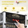 thumbnail image 4 of 63.39×30.51×20.27 Inch Antique Style Wheeled Popcorn Machine Cart, 3-Switch Control & Tempered Glass, Stainless Steel Popcorn Popper with Storage Cabinet for Home Theater Party Business Events Black, 4 of 5