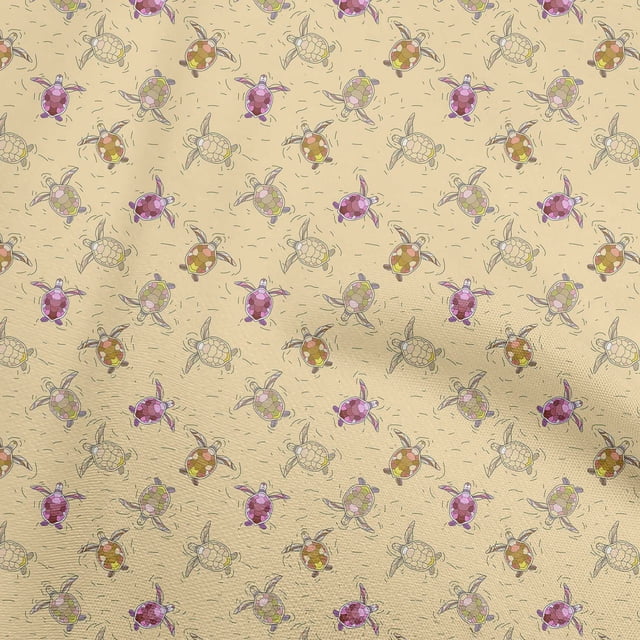 oneOone Polyester Spandex Beige Fabric Ocean Turtles Sewing Craft Projects Fabric Prints By Yard 56 Inch Wide