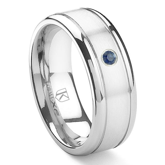 Titanium Kay Cobalt Xf Chrome 8MM Solitaire Sapphire Newport Comfort Fit Wedding Band Ring Sz 10.0
