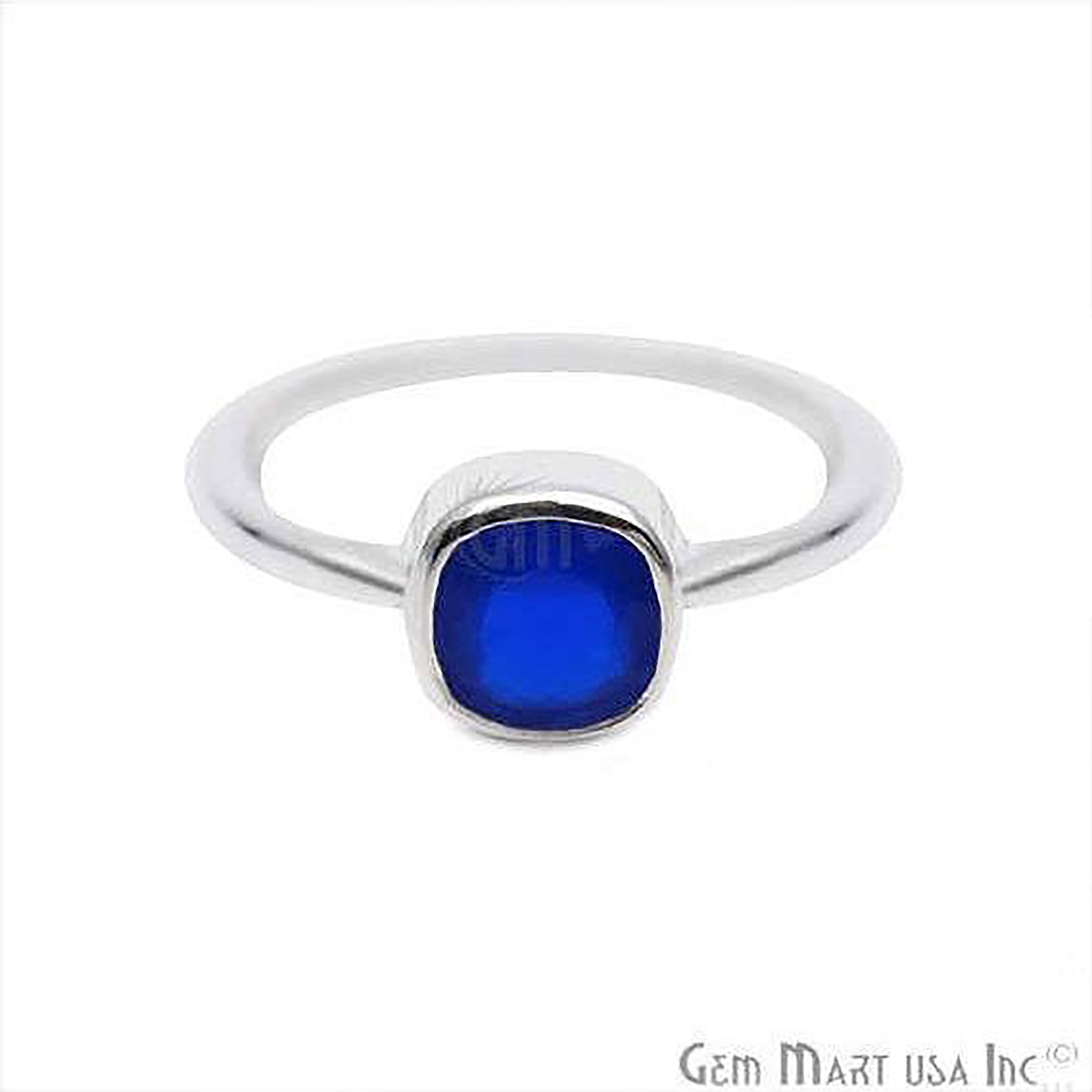 Gemmart Created Blue Opal Silver Plated engagement rings fashion jewelry rings