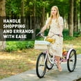 thumbnail image 3 of VIRIBUS Adult Trike 24 Inch 7 Speed Bike w Adjustable Seat 2 Baskets Pink White, 3 of 10