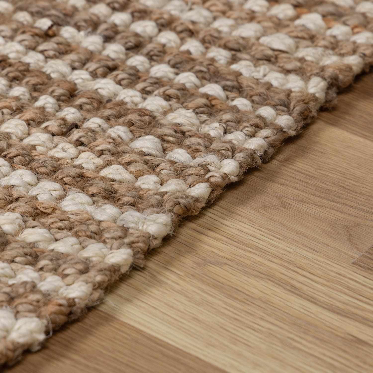 Hauteloom Ambel Farmhouse Hand Woven Rug for Living Room, Bedroom, Dining Room - Braided Bohemian Natural Jute Area Rug - Beige, Brown, Tan - 6' x 9' (6x9)