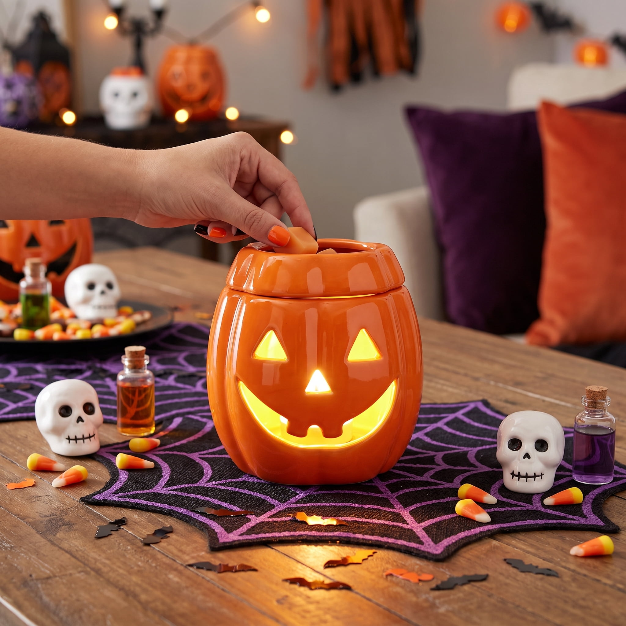 Ceramic Jack-o'-Lantern Electric Wax Warmer, Orange, Halloween by Way To Celebrate