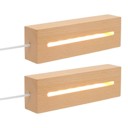 

2pcs USB LED Light Base Wooden LED Lights Display Base for DIY Acrylic Plates