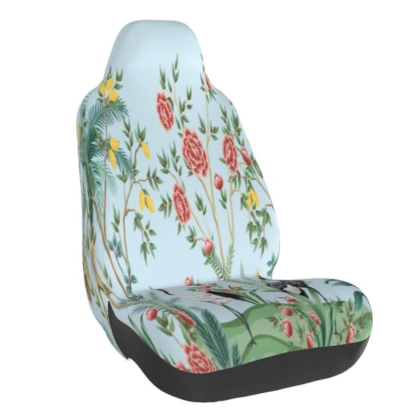 Fotbe Chinoiserie Floral Palm Tree Funda para Asiento de Auto con Estampado – Impermeable y Antisudor – Ajuste Universal, Lavable a Máquina, Antideslizante (1 Pieza)