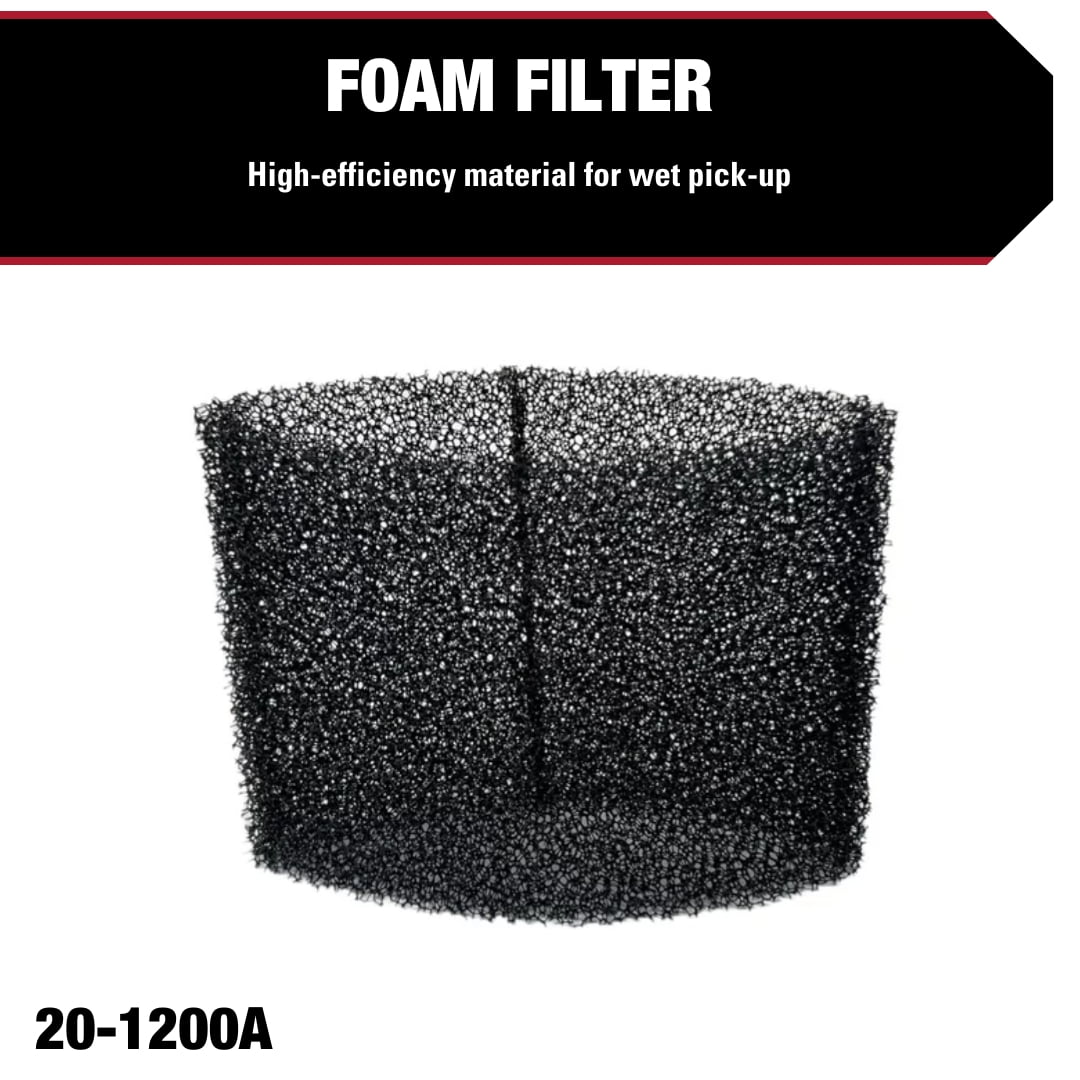 Hyper Tough 20-1200A Universal Foam Filter for 2.5-5 Gallon Wet/Dry Vacuums