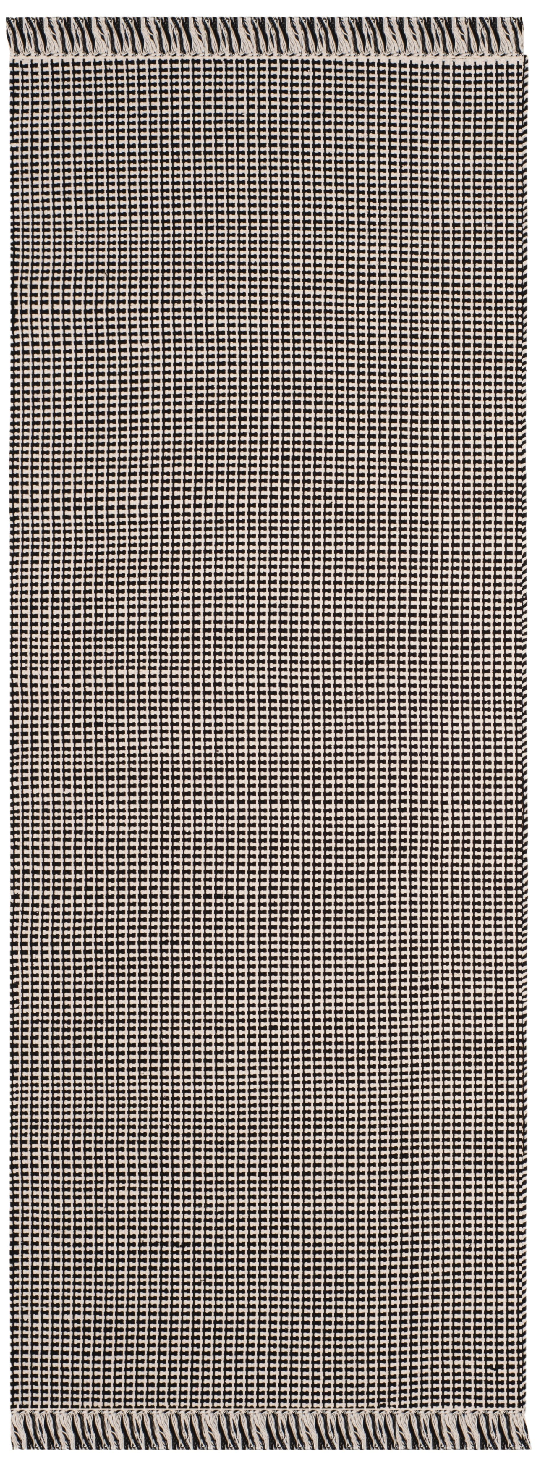 SAFAVIEH Montauk Patton Geometric Cotton Runner Rug, Ivory/Black, 2'3" x 6'