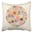 thumbnail image 1 of BOSDECO Floral In Circle Made Cartoon Flowers Design Element Pillowcase Cover Cushion 20x20 inch, 1 of 1