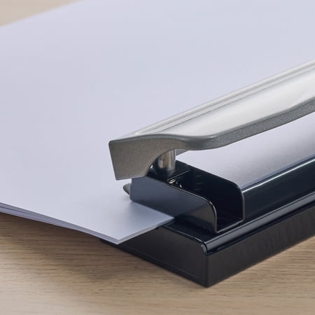 Bostitch Office Premium 3 Hole Punch, 12 Sheet Capacity, Metal, Rubber Base, Easy-Clean Tray, Silver - Image 6