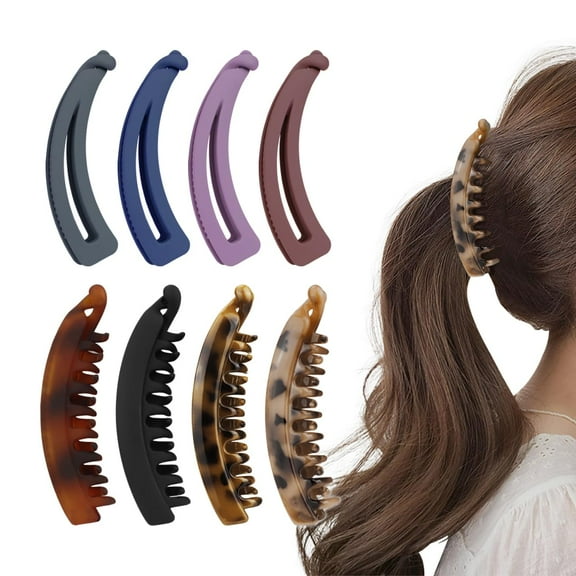 8Pcs Banana Hair Clips, Large Clincher Double Comb Hair Clips, Strong Ponytail Holder Clip for Thick Hair, Non-slip Banana Clips Hair Barrettes Accessories for Women Girls, Curly Straight