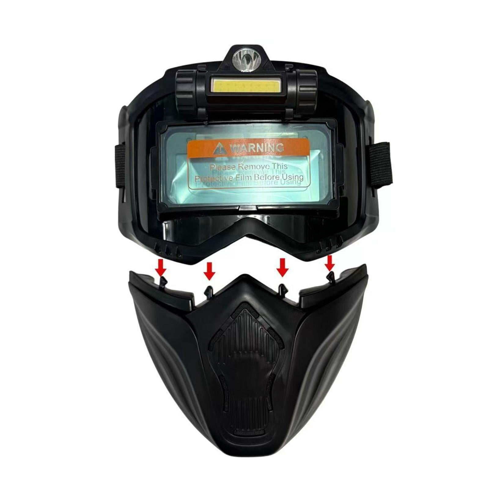 JISADER Auto Darkening Welding Face Cover Breathable Removable with Lights Face Hood
