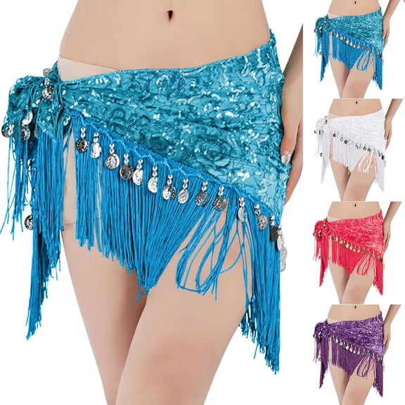 QATAINLAV Women's Sequin Tassel Skirt Glitter Sparkly Fringe Purple
