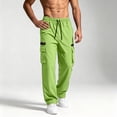 thumbnail image 2 of Men's Casual Trousers Men Straight Leg Multiple Pockets Pants for Daily Wear Green,S, 2 of 7