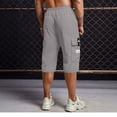 thumbnail image 4 of ADSSDQ Cargo Shorts for Men Stretch Waist Below The Knee Long Shorts Relaxed Fit Hiking Capri Short Mulit Pockets Light Gray 2XL Sweat Shorts, 4 of 4
