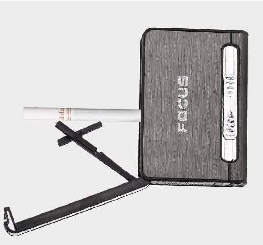 Focus Cigarette Case Dispenser with Butane Jet Torch Lighter (Holds 10) BLACK