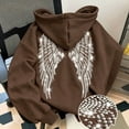 thumbnail image 6 of OSOLU Women's Oversized Hoodies Sparkly Rhinestone Wing Decor Back Long Sleeve Casual Sweatshirts Coffee, 6 of 6