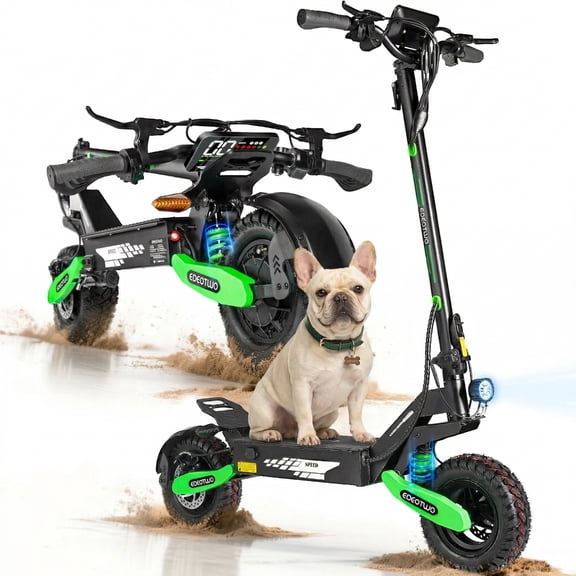 EOEOTWO Adult Electric Scooter, 1200W Motor, Up to 30 MPH & 25 Mile Range, 11" Off-Road Tires, Foldable Commuter E-Scooter with Dual Suspension, 330lbs Max Load UL 2272