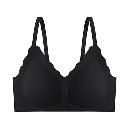 

EHTMSAK Women s Wireless Push Up Bra Soft Seamless Sports Bra Black Large