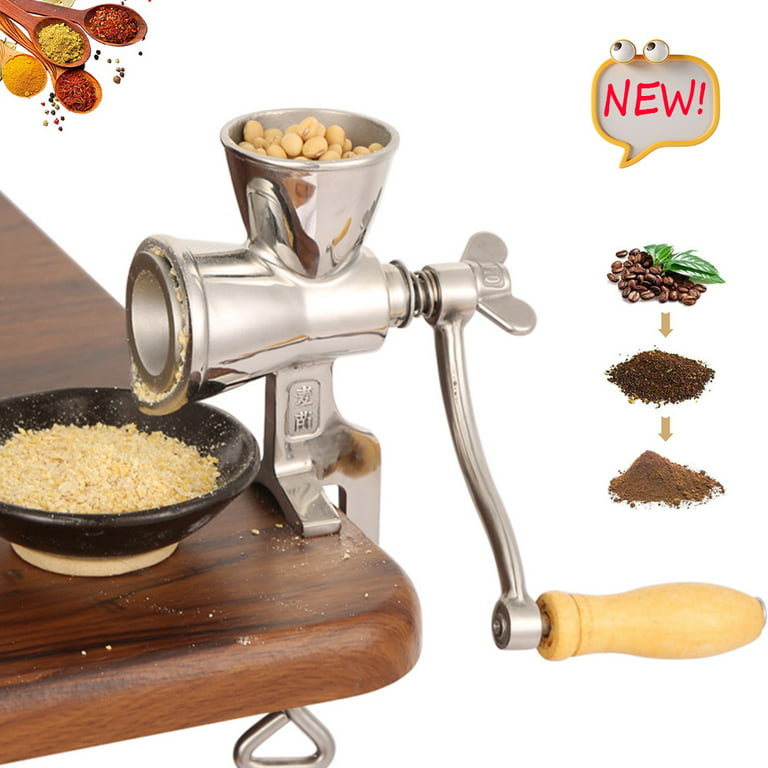  Coffee Grinder Manual Spice Nuts Grinding Herb Mill Stainless  Steel Machine Thickness Adjustable Hand Crank Tool(Silver) : Home & Kitchen