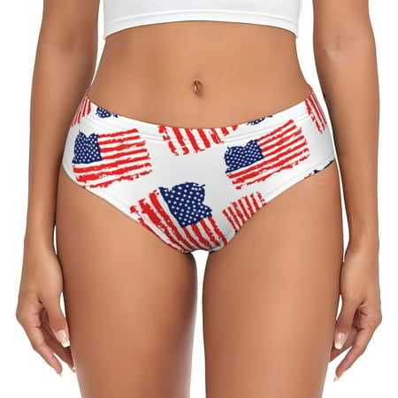 Womens Underwear - USA Flag Print cool No Show Seamless Underwear for Women  Soft Stretch Womens Panties  Hipster Ladies Panties Bikini Underwear Briefs
