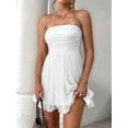 thumbnail image 4 of Women'S Summer Cocktail Dress - Tube Ruched Ruffle Mini Dress White M, 4 of 9