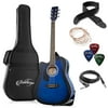 Ashthorpe Left-Handed Full-Size Cutaway Dreadnought Acoustic Electric Guitar Package, Blue