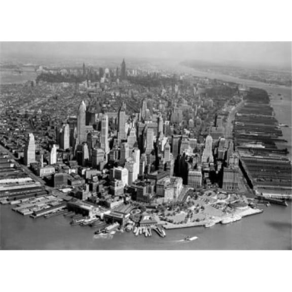 USA New York New York City Aerial View of Manhattan Poster Print - 18 x 24 in.