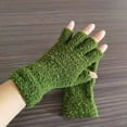 thumbnail image 3 of harmtty Winter Gloves Unisex Half-finger Thermal Gloves Soft Fleece Elastic Wrist Anti-slip Windproof Extended Wrist Ideal for Winter Weather Writing Typing 1 Army Green, 3 of 8