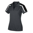 thumbnail image 5 of Sport-Tek Ladies Tricolor Shoulder Micropique Sport Wick Polo-M (Iron Grey/Black/White), 5 of 6