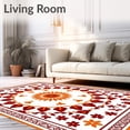 thumbnail image 2 of ODIKA 4'x6' Machine Washable Non-Slip Area Rug, Sunburst Medallion DIY Latch Hook Kit with Radiating Petal High Traffic Rug with Pad, Orange, 633137, 2 of 8