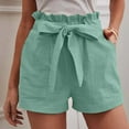 thumbnail image 4 of Women's High Waisted Baggy Shorts Summer Ruffle Hem Bow Tie Waistband Trendy Casual Shorts with Pockets S-2XL, 4 of 8