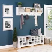Prepac White Hall Bench with Storage and Seating: 24-Shoe Cubby Bench, Ideal White Shoe Rack for Entryway, Sized 15.5 D x 60 W x 20.25 H