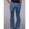 thumbnail image 4 of Vaqueros acampanados con parte inferior acampanada para mujer Vaqueros de talle alto con pierna acampanadaAzul medioXX-Large, 4 of 5