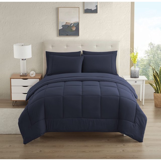 Juego de ropa de cama Sweet Home Collection, tamaño completo, azul marino